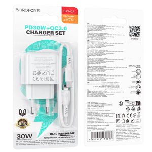 Bộ sạc nhanh BOROFONE BAS45A Type-C to Type-C PD30W+QC3.0 giá sỉ