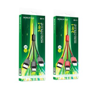 Cáp sạc nhanh BOROFONE BX72 3 in 1 giá sỉ