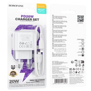 Bộ sạc nhanh BOROFONE BAS43A PD20W Type C to iP giá sỉ
